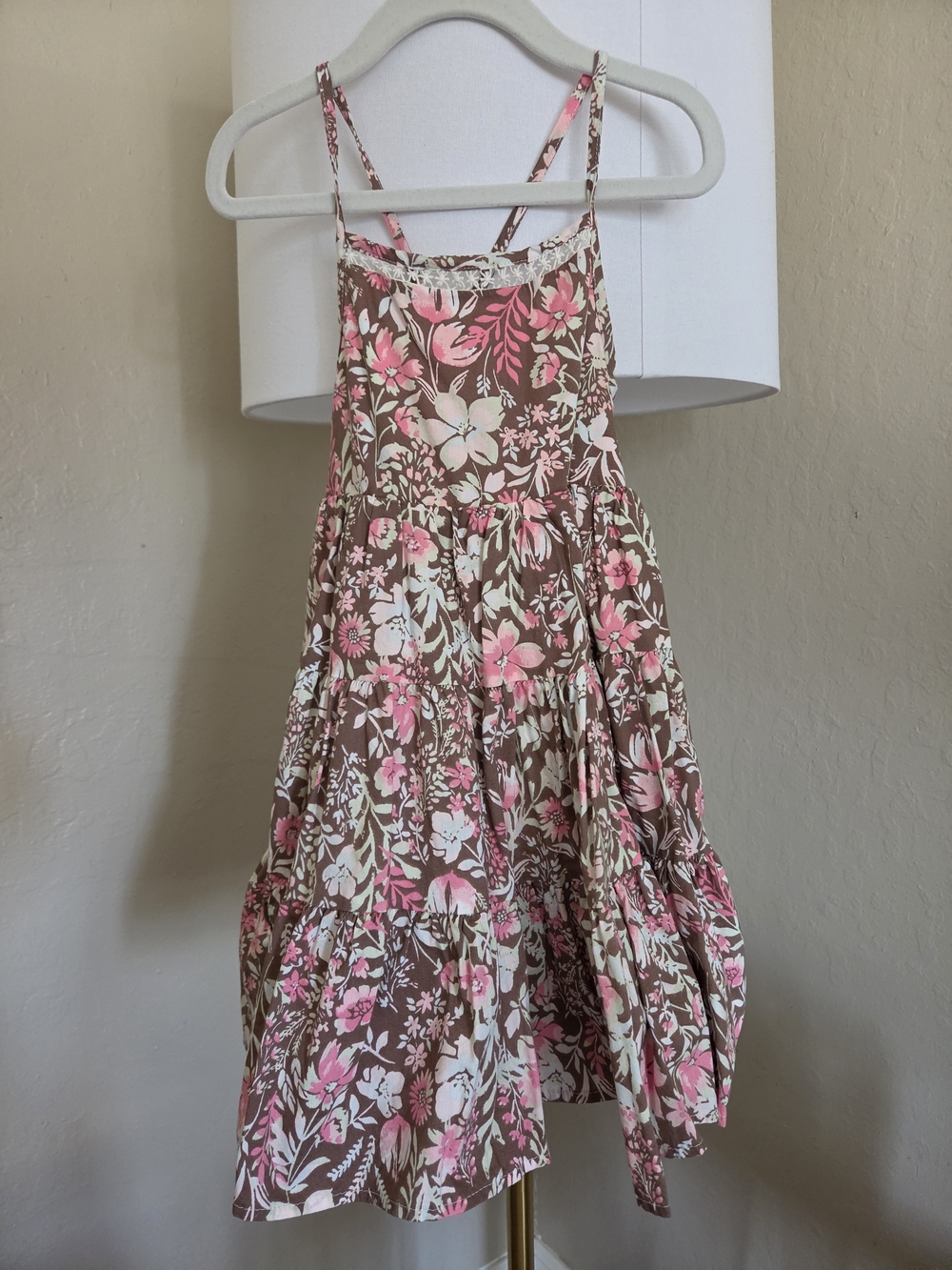 Rachel Zoe Brown & Pink Floral Tiered Sundress 4T